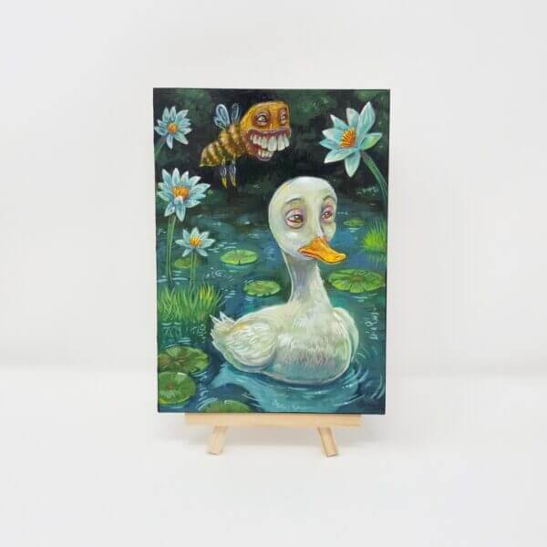 Duck With Bee Friend Original Painting by Matt Godwin