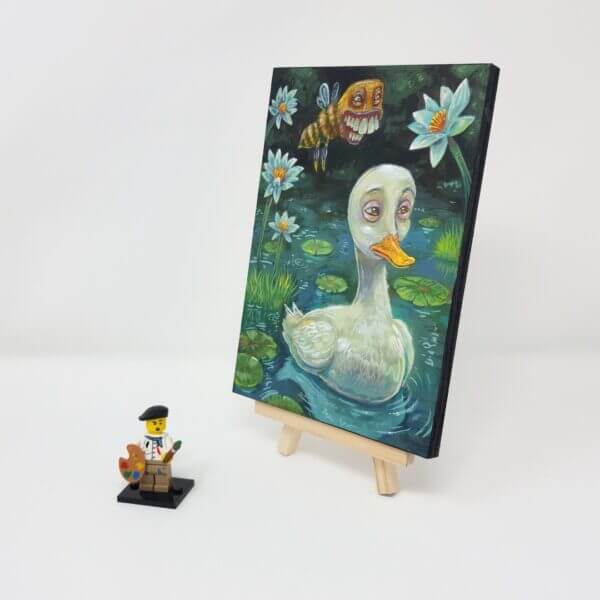 Duck With Bee Friend Original Painting by Matt Godwin