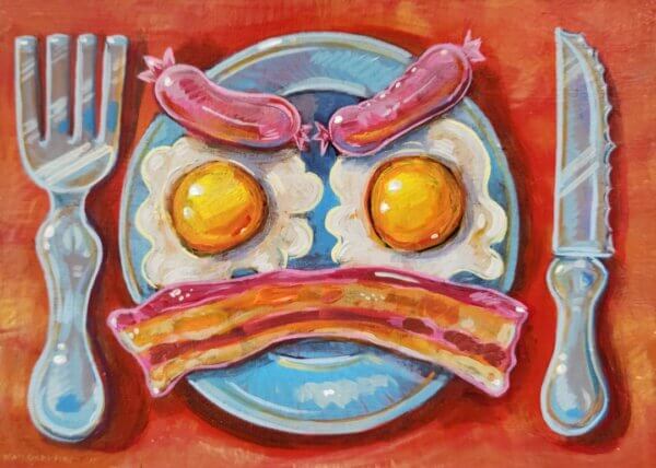 Eggs and Bacon Face Painting by Matt Godwin