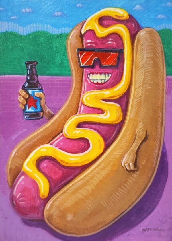 Hot Dog With Beer Painting by Matt Godwin