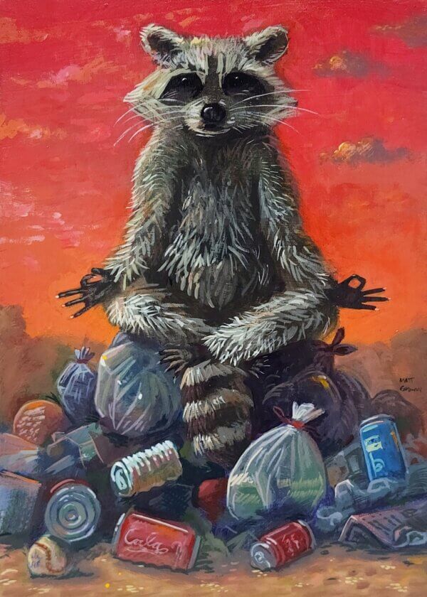 Meditating Racoon Painting by Matt Godwin