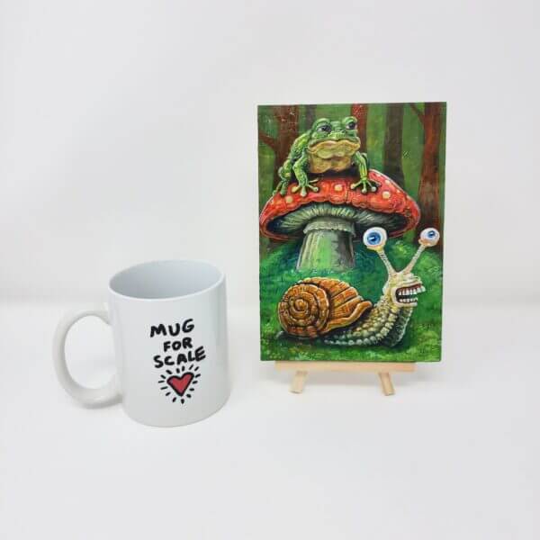 Mushroom Frog With Snail Friend Original Painting by Matt Godwin