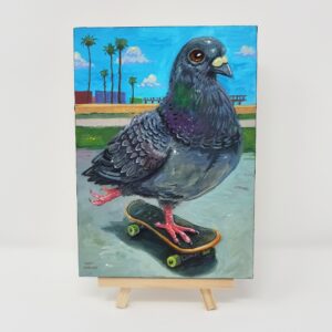 Skateboarding Pigeon, 5"x7"