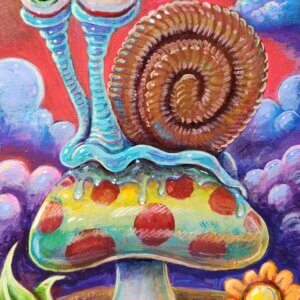 Snail on a Mushroom Painting by Matt Godwin