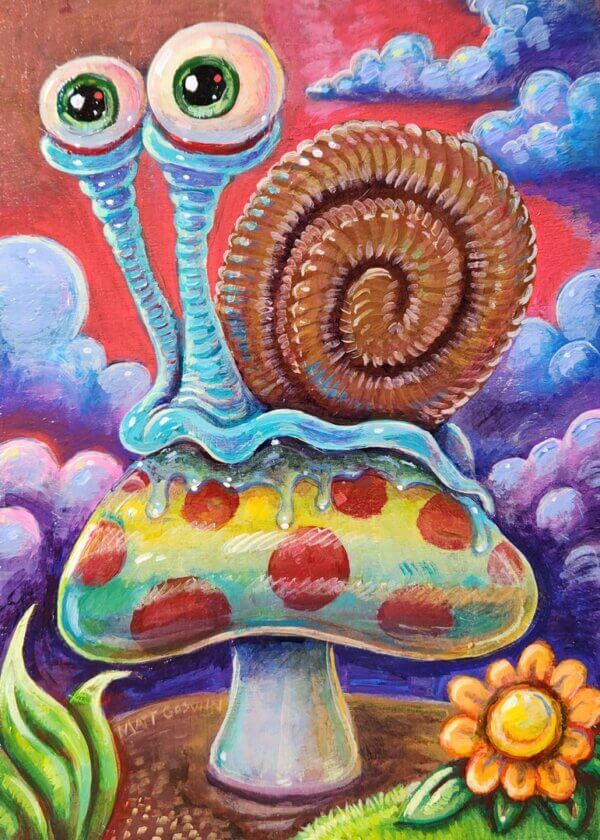 Snail on a Mushroom Painting by Matt Godwin