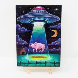 UFO Abducts Pig (Roswell), 5"x7"