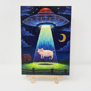 UFO Abducts Pig, 5"x7"