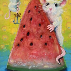 Watermelon Mice Painting by Matt Godwin