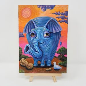 Wrinkly Elephant With Dove Friend, 5"x7"