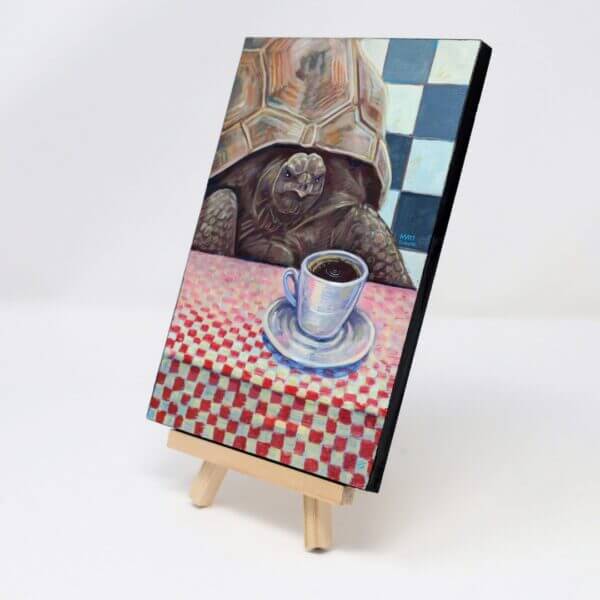 Diner Tortoise Having Coffee Painting By Matt Godwin