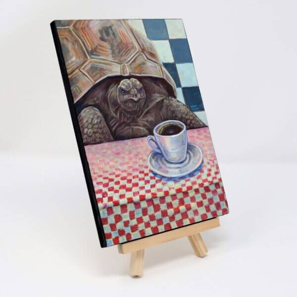 Diner Tortoise Having Coffee Painting By Matt Godwin