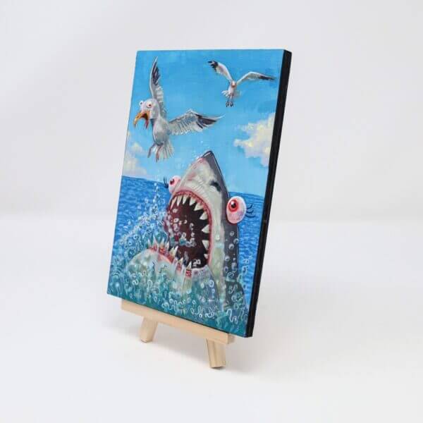 Shark Attacks Seagull Painting By Matt Godwin