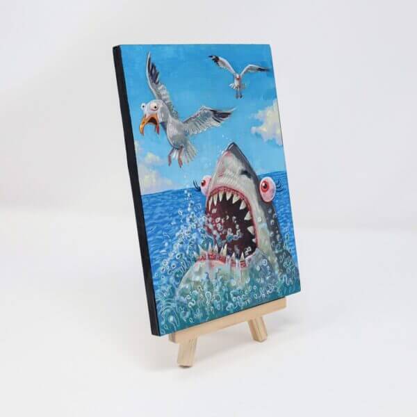 Shark Attacks Seagull Painting By Matt Godwin