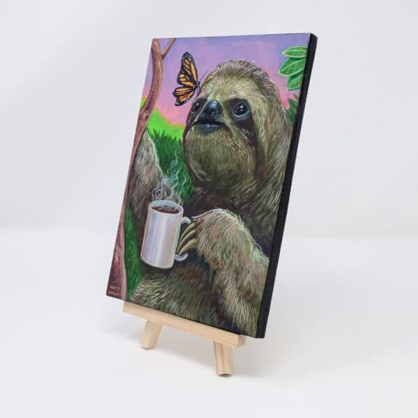 Sloth With Coffee Painting By Matt Godwin