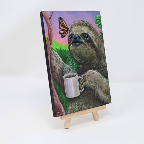 Sloth With Coffee Painting By Matt Godwin