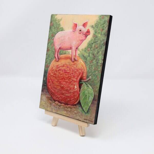 Tiny Pig In An Apple Orchard Painting By Matt Godwin