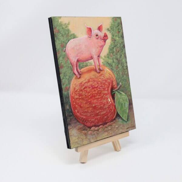 Tiny Pig In An Apple Orchard Painting By Matt Godwin