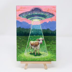 UFO Abducts Cow In The Mountains, 5"x7"