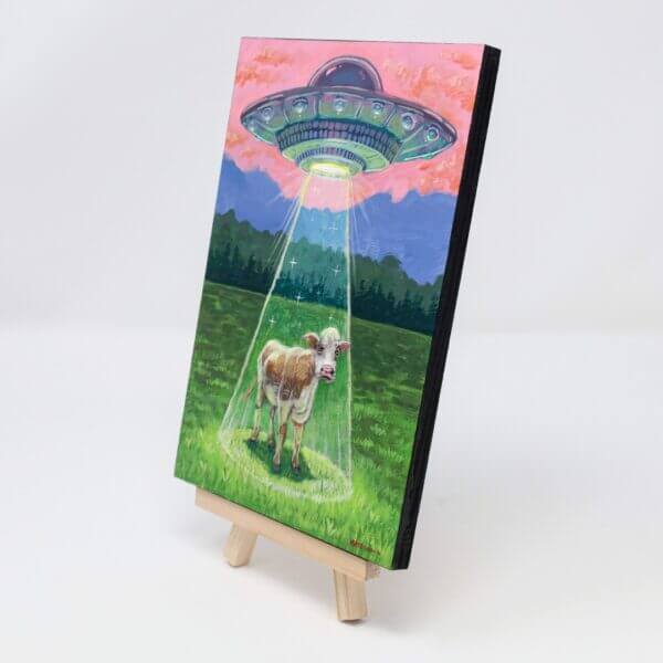 Ufo Abducts Cow In The Mountains Painting By Matt Godwin