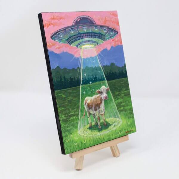 Ufo Abducts Cow In The Mountains Painting By Matt Godwin