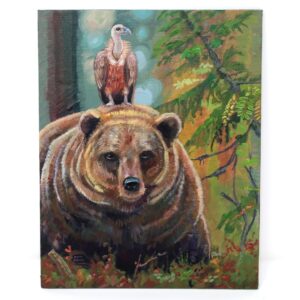 Bear With Vulture Friend Painting By Matt Godwin