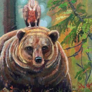 Bear with Vulture Friend Artwork by Matt Godwin