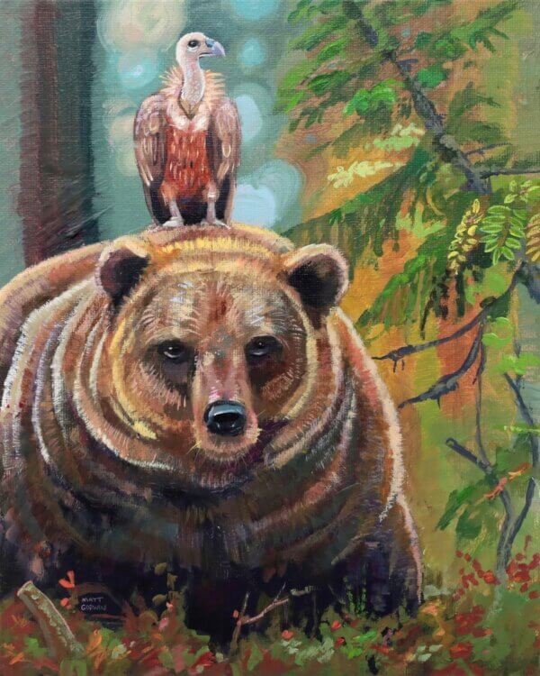 Bear with Vulture Friend Artwork by Matt Godwin