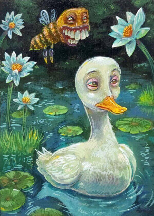 Duck With Bee Friend Artwork by Matt Godwin