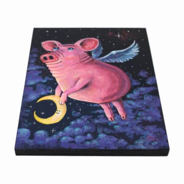 Flying Pig With Crescent Moon Painting By Matt Godwin