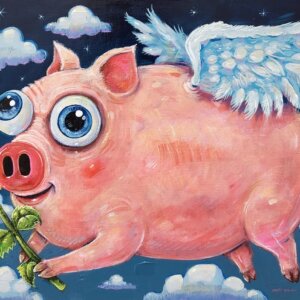 Happy Flying Pig Artwork by Matt Godwin