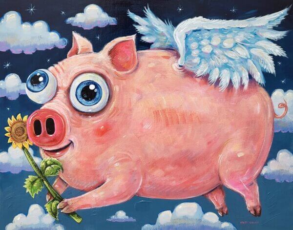 Happy Flying Pig Artwork by Matt Godwin