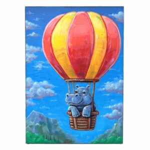 Hot Air Balloon Hippo, 5"x7"