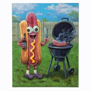 Hot Dog Grilling Hot Dog Painting By Matt Godwin