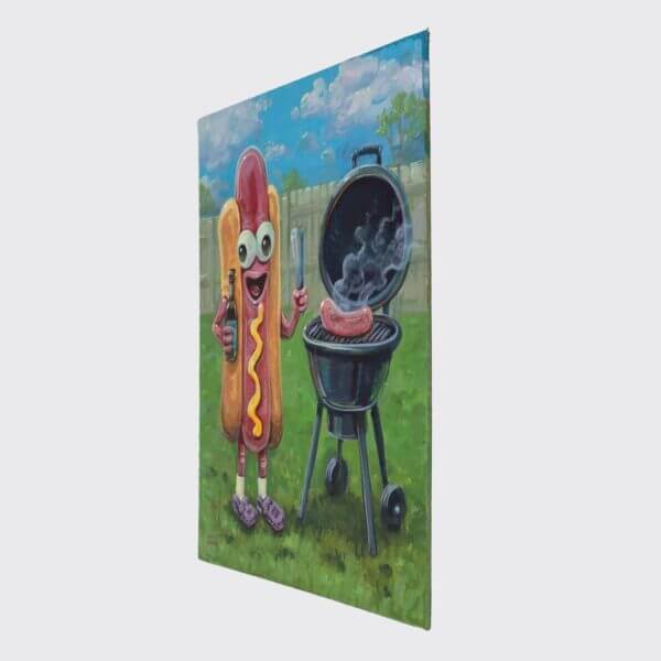 Hot Dog Grilling Hot Dog Painting By Matt Godwin