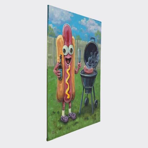 Hot Dog Grilling Hot Dog Painting By Matt Godwin