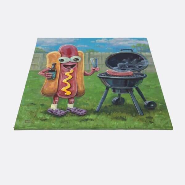 Hot Dog Grilling Hot Dog Painting By Matt Godwin