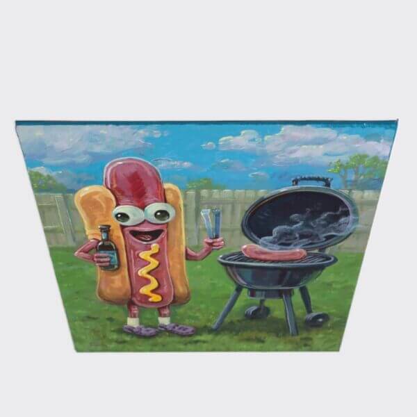 Hot Dog Grilling Hot Dog Painting By Matt Godwin