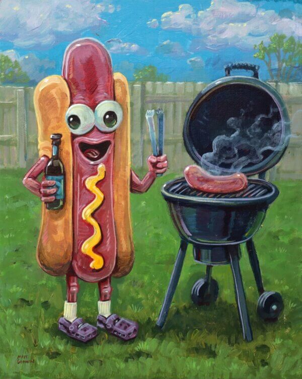 Hot Dog Grilling Hot Dog, 8"x10"