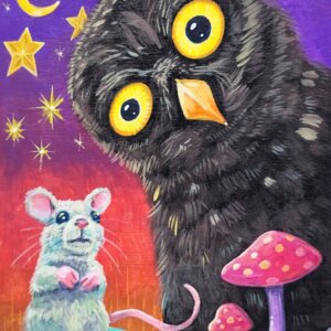 Owl Stalks Mouse Artwork by Matt Godwin