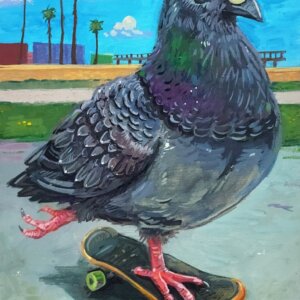 Skateboarding Pigeon Artwork by Matt Godwin