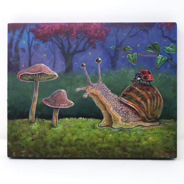 Snail With Ladybug Friend By A Couple Of Mushrooms, 10"x8" - Image 2