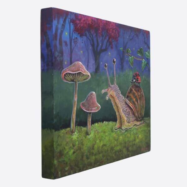 Snail With Ladybug Friend By A Couple Of Mushrooms Painting By Matt Godwin 07