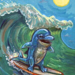 Surfing Dolphin Artwork by Matt Godwin