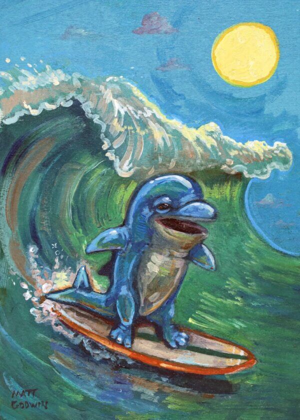 Surfing Dolphin Artwork by Matt Godwin