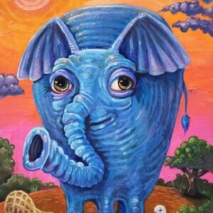 Wrinkly Elephant with Dove Friend Artwork by Matt Godwin