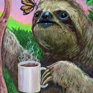 sloth with coffee Artwork by Matt Godwin