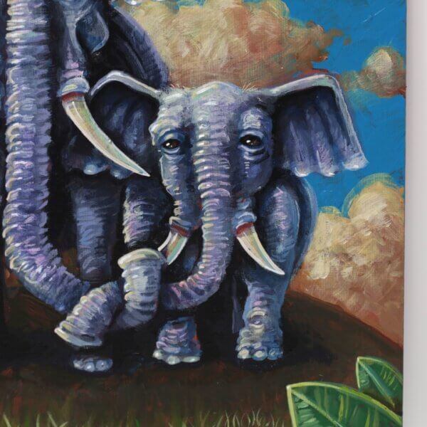 Baby Elephant With Loving Parent Painting By Matt Godwin