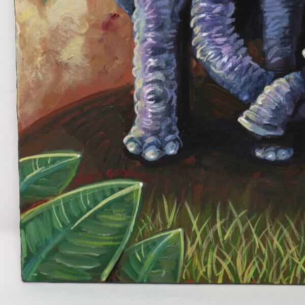 Baby Elephant With Loving Parent Painting By Matt Godwin