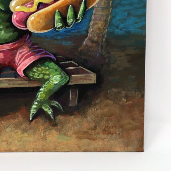 Beach Gator Having A Hot Dog Painting By Matt Godwin