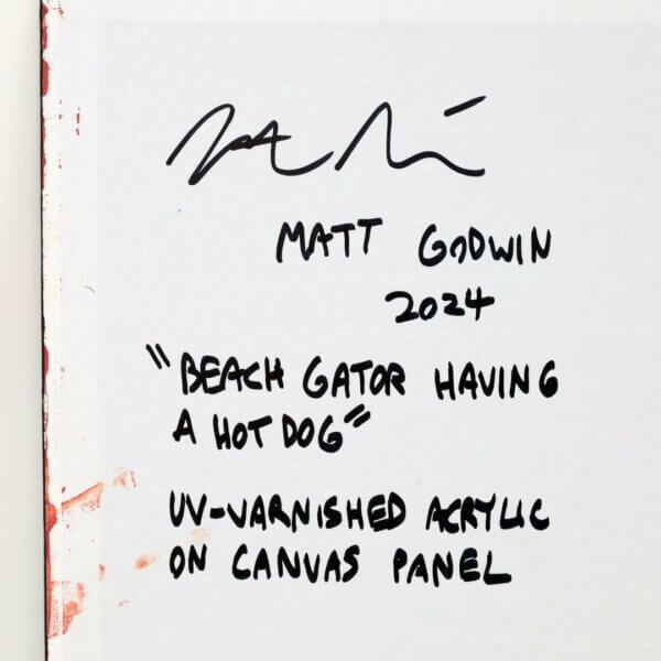 Beach Gator Having A Hot Dog Painting By Matt Godwin